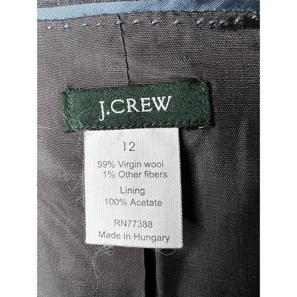 J. Crew Womans 12 English Wool Two Button Blazer Pin Striped Jacket Dark Gray - Picture 8 of 8